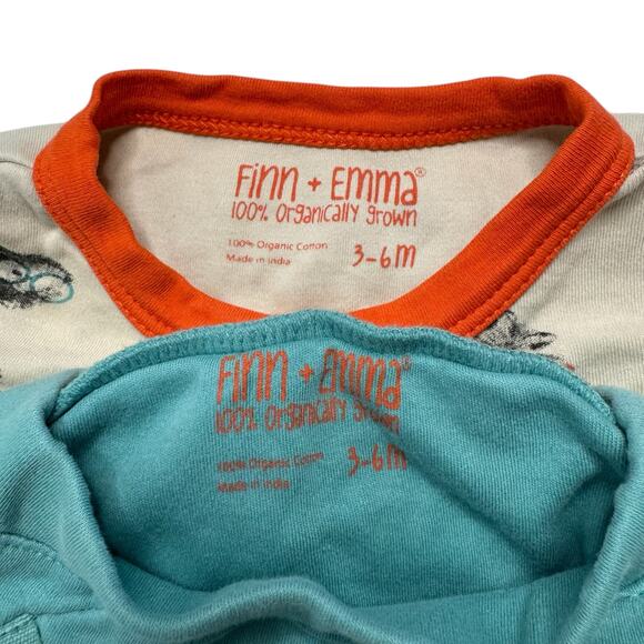 FINN + EMMA Dressed Raccoons Long Sleeve Bodysuit Outfit Size 3-6 Months Organic - Picture 2 of 7